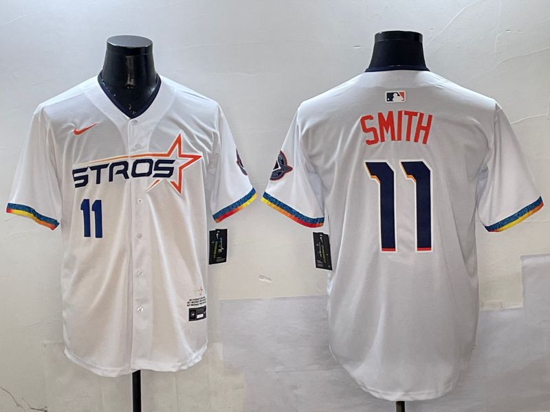Men Houston Astros #11 Smith White Fourth generation Joint Name 2025 Nike MLB Jersey style 10